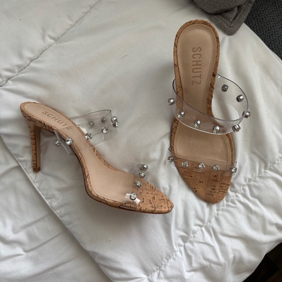 Schutz Ariella Cork Sandals - Picture 1 of 5